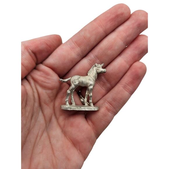 Vintage 1990s Artist Signed Miniature Pewter Unicorn Figurine - Picture 4 of 4